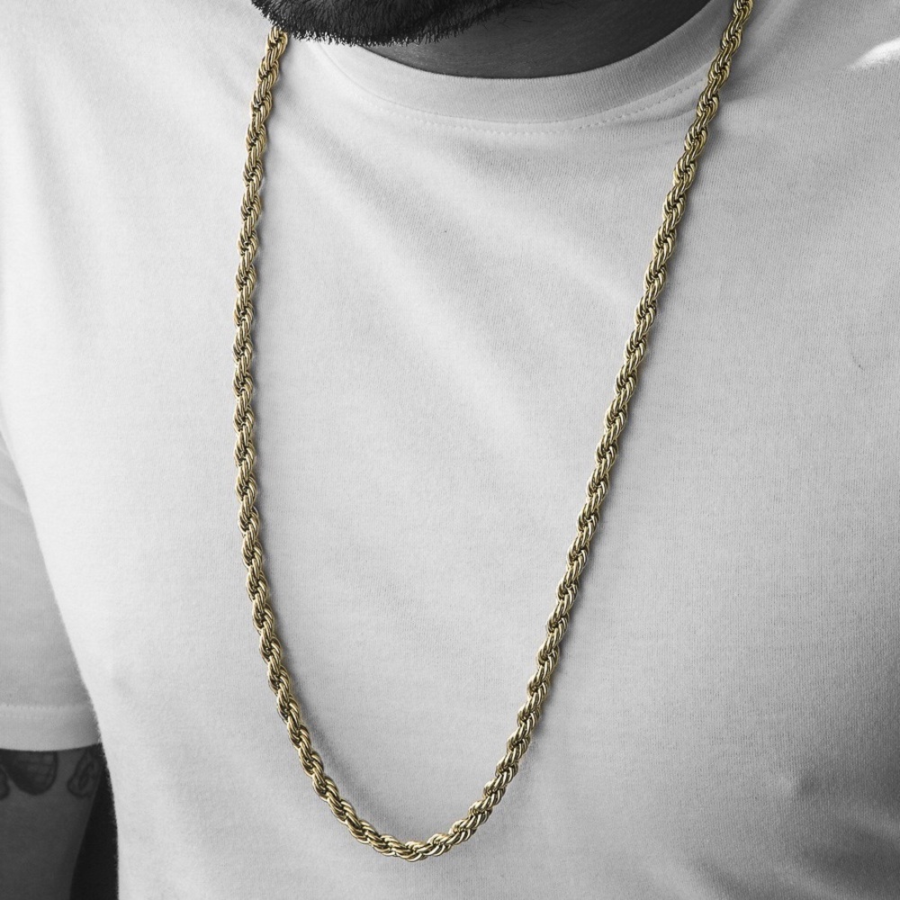 Yellow Gold Stainless Steel Rope Chain - Picture 3 of 3